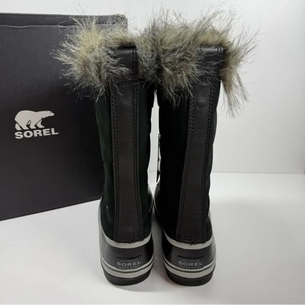 NIB Sorel Joan of Arctic Black Suede Leather Faux Fur Tall Winter Boots Size: 8